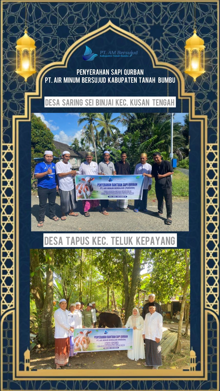 PT Air Minum Bersujud Salurkan Hewan Qurban ke Dua Desa di Kabupaten Tanah Bumbu