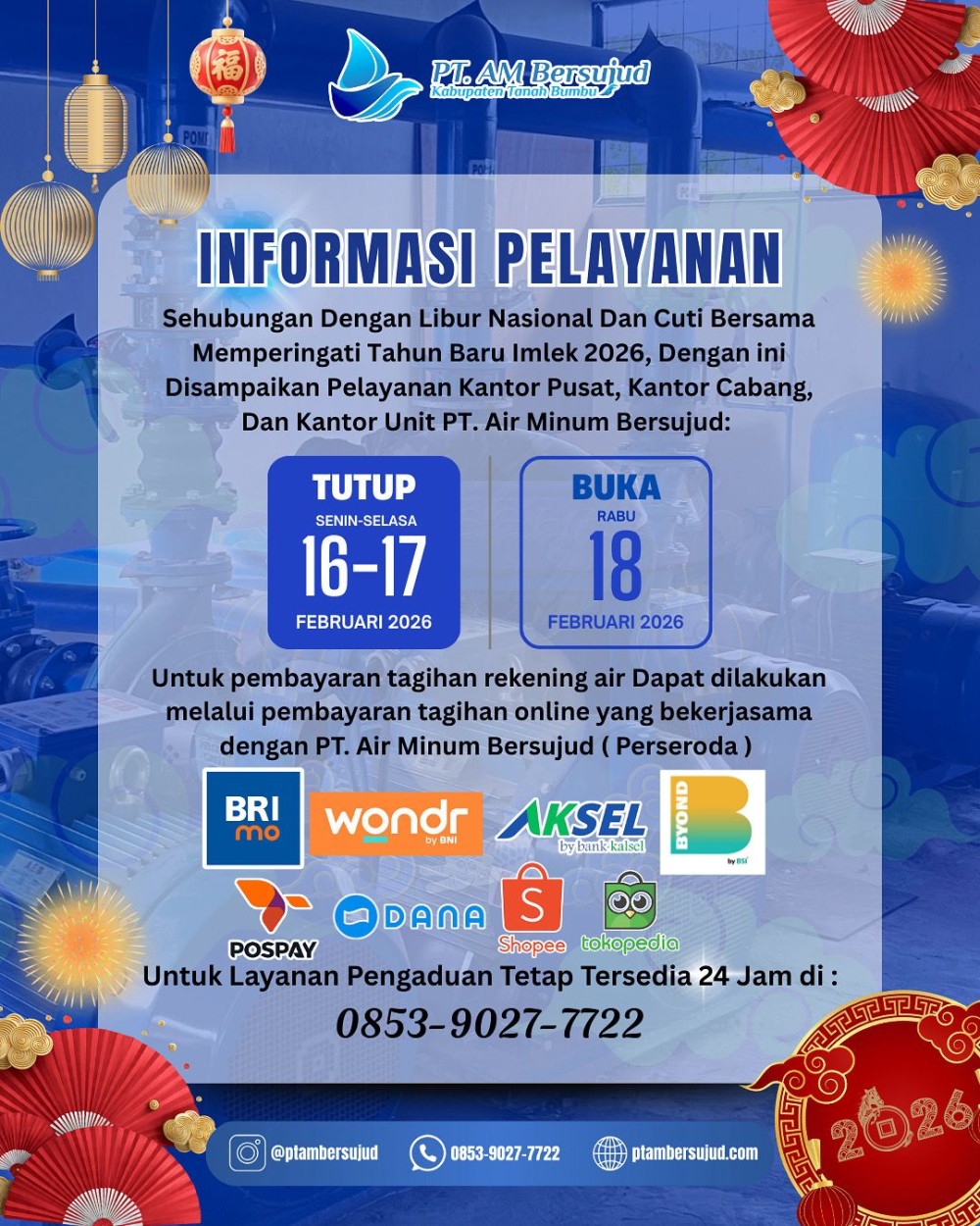 INFORMASI PELAYANAN PT. AIR MINUM BERSUJUD